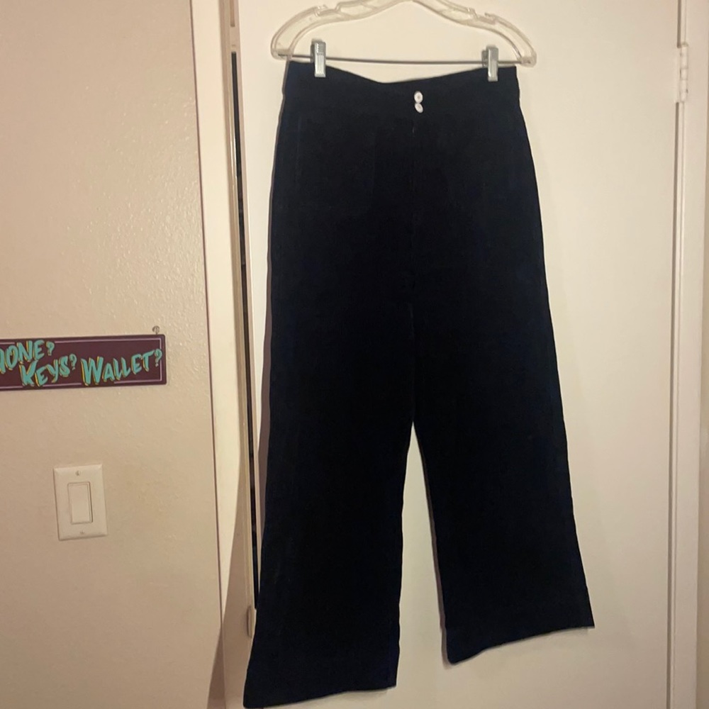 Corduroy vintage dark blue cropped flare pants size 28